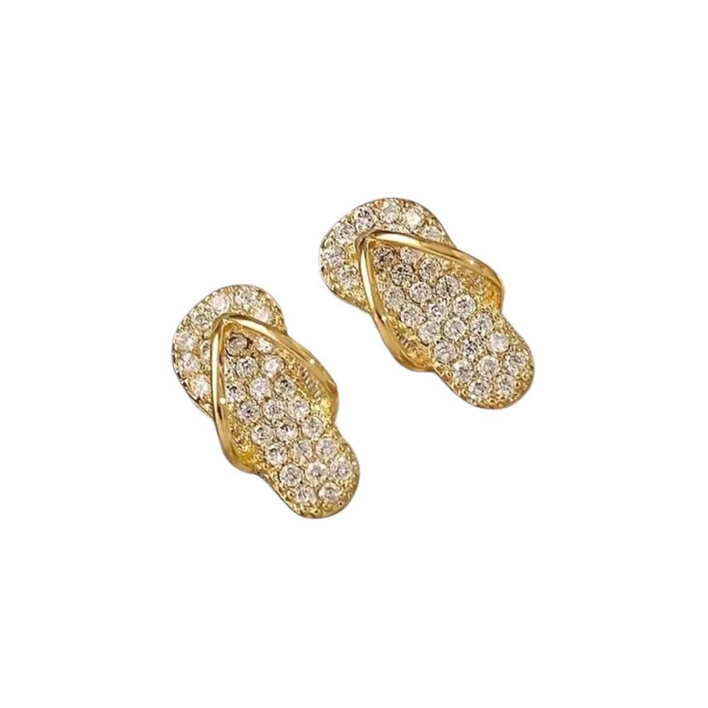 Gold Rhinestone Flipflop Earrings